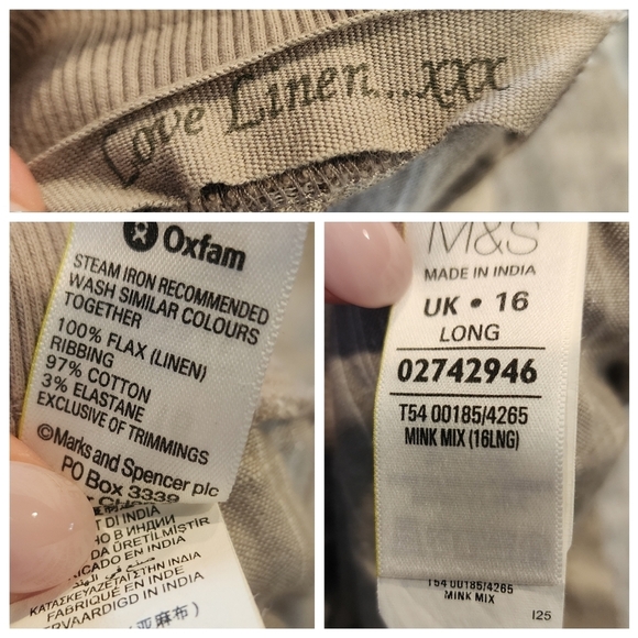 M&S Love Linen Grey Silver Stripe Flowy Pull On Pants. Women's size 12 long. - Picture 4 of 17